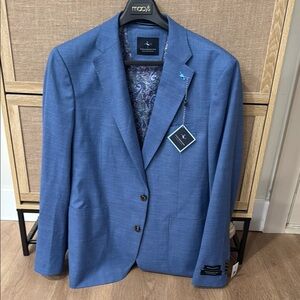 Tailorbyrd Blue 44L Sport Coat with Notched Lapels